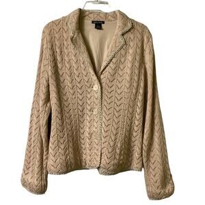 Madison Studio Sz L Crochet Blazer Cardigan (2566)